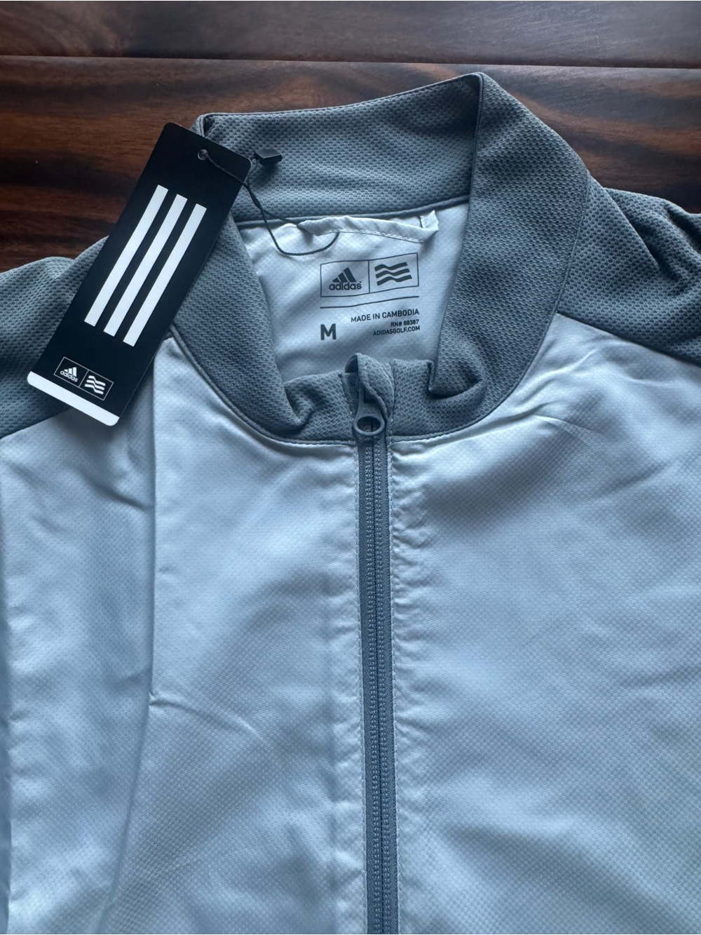 adidas Light Gray Full-Zip golf Wind Jacket